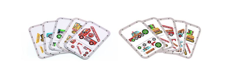 Colorful Vehicles Tap-Tap set for kids aged 4+, featuring wooden pieces, a hammer, and instructions for building various vehicles.