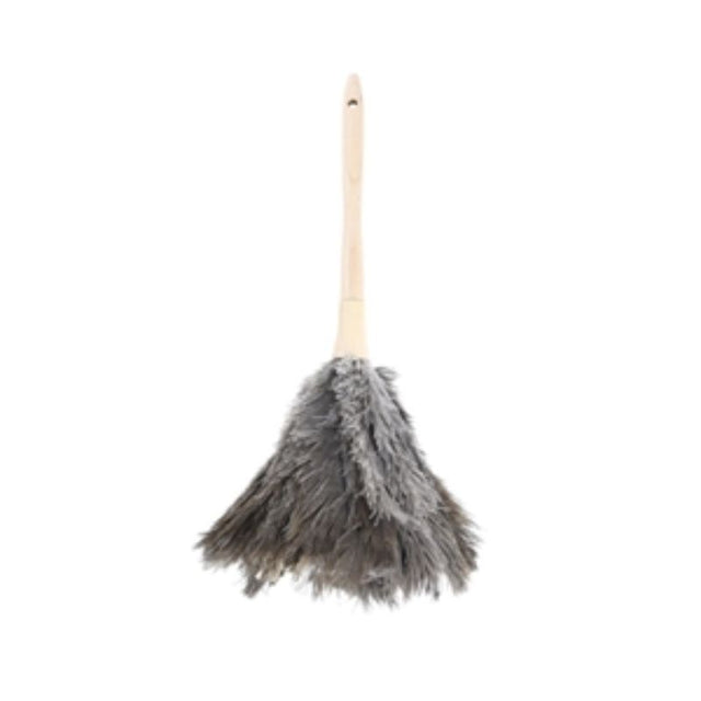 Lightweight feather duster with real ostrich feathers and a beech wood handle, perfect for gentle dusting of delicate items.