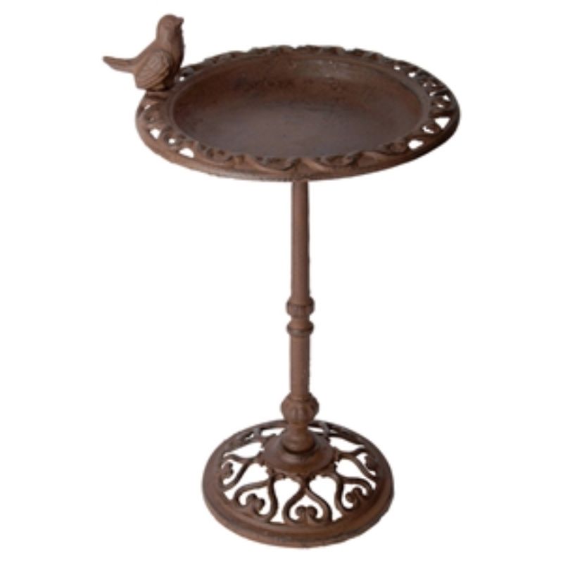 Elegant 39cm bird bath on pole with a split bowl for water and feed, perfect for attracting birds to your garden.