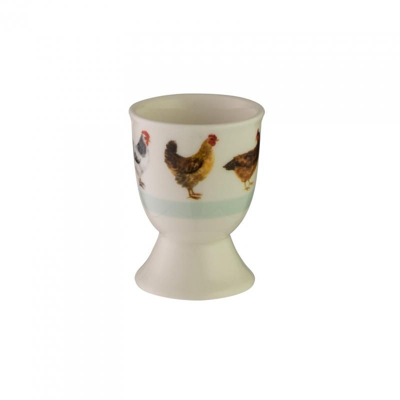 Charming 6.5cm Avanti Hens egg cup in durable stoneware, featuring a playful hen design for fun breakfast serving.