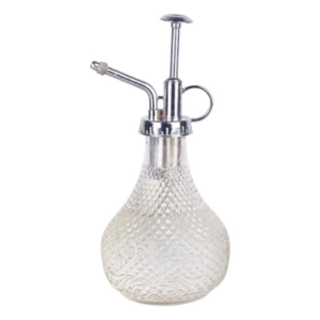 Set of 12 elegant hobnail glass misters for easy, fine spray plant care, perfect for nurturing all types of greenery.