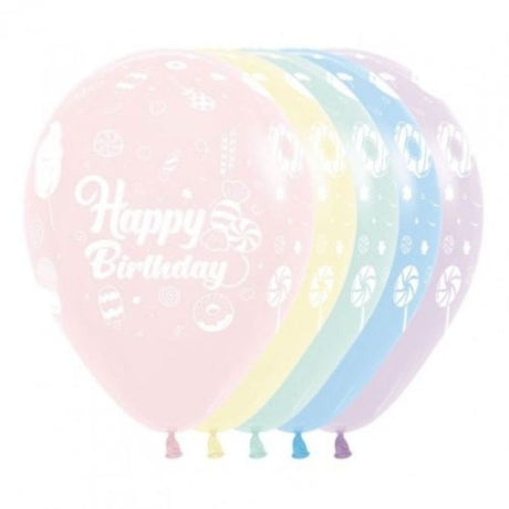 Colorful 30cm pastel matte latex balloons in a pack of 12, perfect for birthday celebrations and festive gatherings.