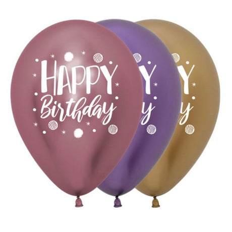 Vibrant 30cm metallic latex balloons for birthday celebrations, assorted colors, pack of 12, perfect for festive decor.