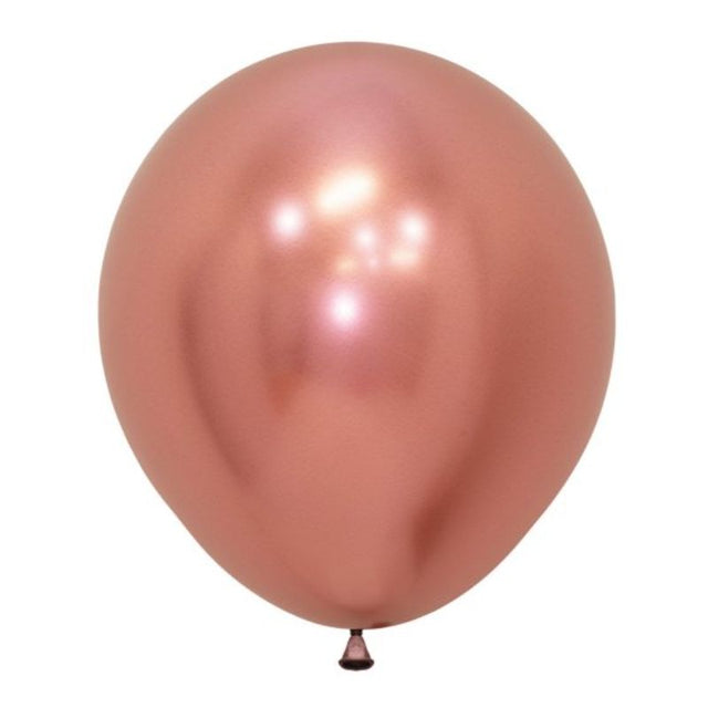 Pack of 6 Sempertex 45cm metallic rose gold latex balloons, perfect for elegant celebrations and decorations.