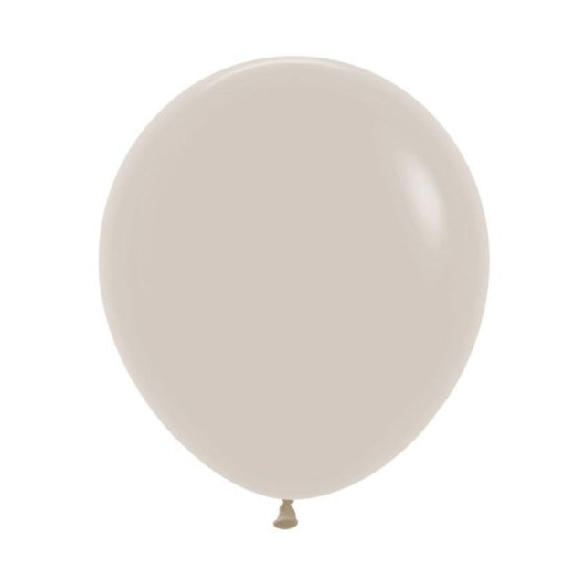 Pack of 6 large, eco-friendly white sand latex balloons, perfect for elegant celebrations and vibrant decor.