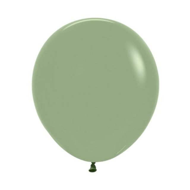 Pack of 6 Sempertex 45cm eucalyptus latex balloons, ideal for elegant celebrations like weddings and birthdays.