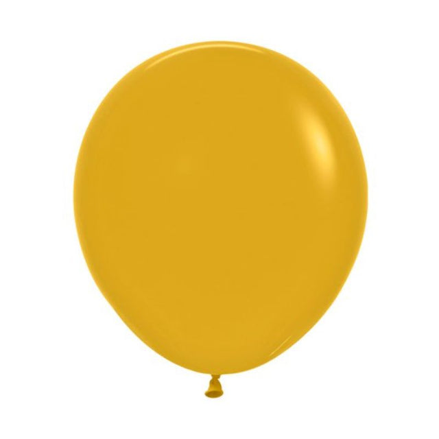 Vibrant Sempertex 45cm mustard latex balloons in a pack of 6, ideal for birthday parties and festive celebrations.