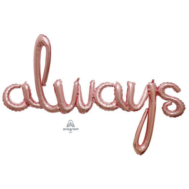 Rose gold self-sealing foil balloon measuring 124cm x 76cm, perfect for enhancing celebrations and events.