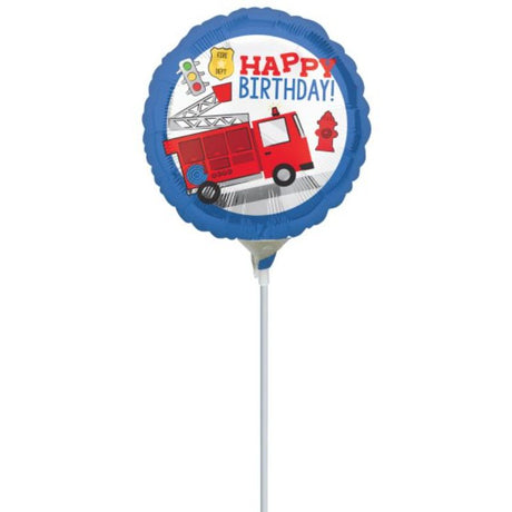 Vibrant 22cm foil balloon with 'Happy Birthday' message, perfect for celebrating first responders’ special day.