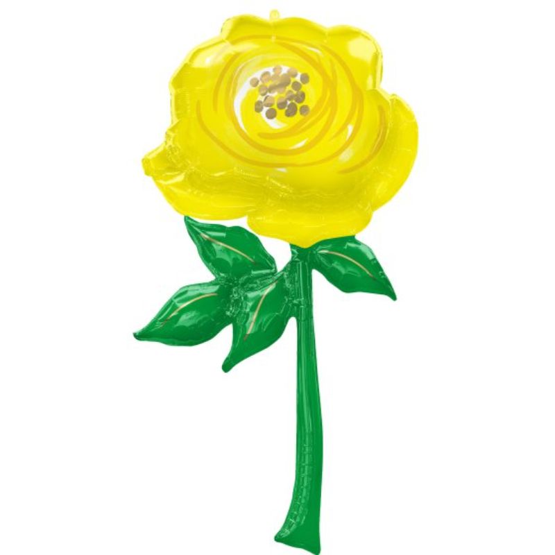 Giant yellow flower-shaped foil balloon, 76cm x 139cm, perfect for parties, weddings, or home decor.