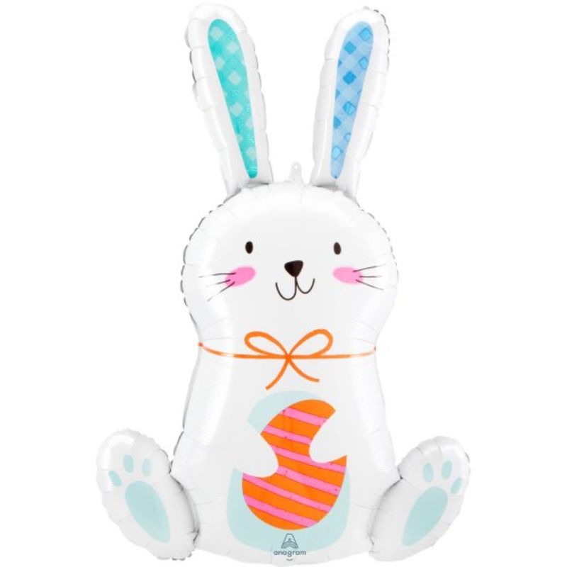 SuperShape XL White Funny Bunny balloon, 53cm x 83cm, perfect for Easter and parties, easy to inflate and display.