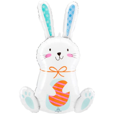 SuperShape XL White Funny Bunny balloon, 53cm x 83cm, perfect for Easter and parties, easy to inflate and display.