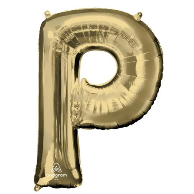 SuperShape Letter P balloon in elegant white gold, 86cm, self-sealing, perfect for celebrations and event decor.