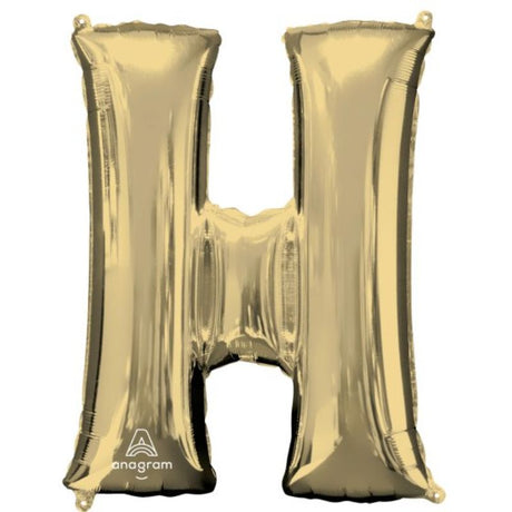 SuperShape Letter H balloon in white gold, 86cm foil, perfect for elegant celebrations and party decor.