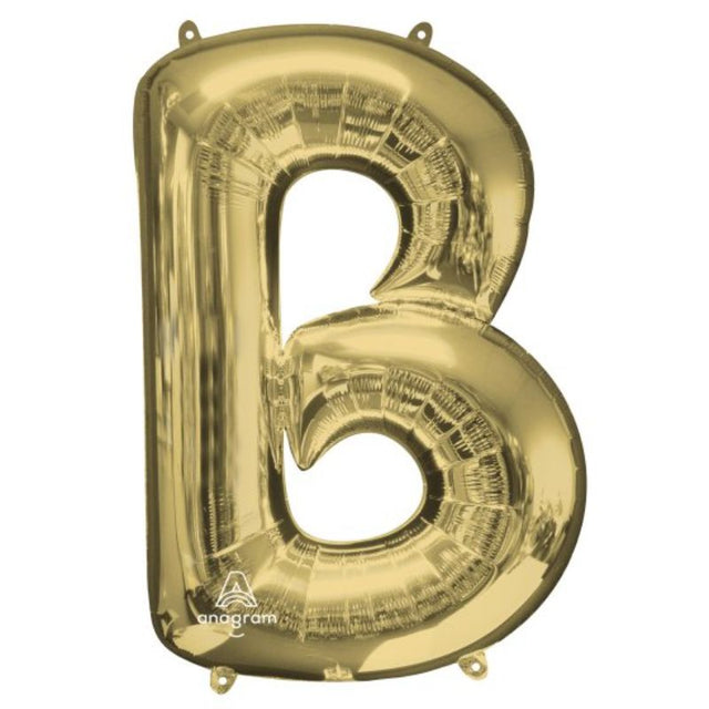 SuperShape Letter B in elegant white gold, 86cm self-sealing foil balloon perfect for stylish celebrations.