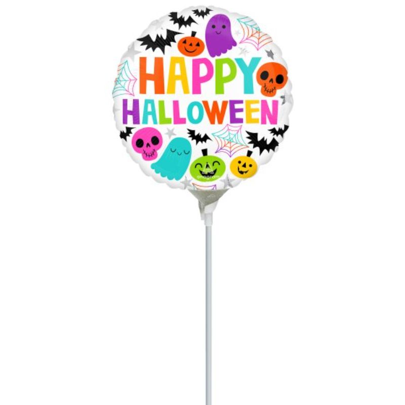 Brightly colored 22cm Halloween foil balloon featuring a spooky design, perfect for festive parties and decorations.