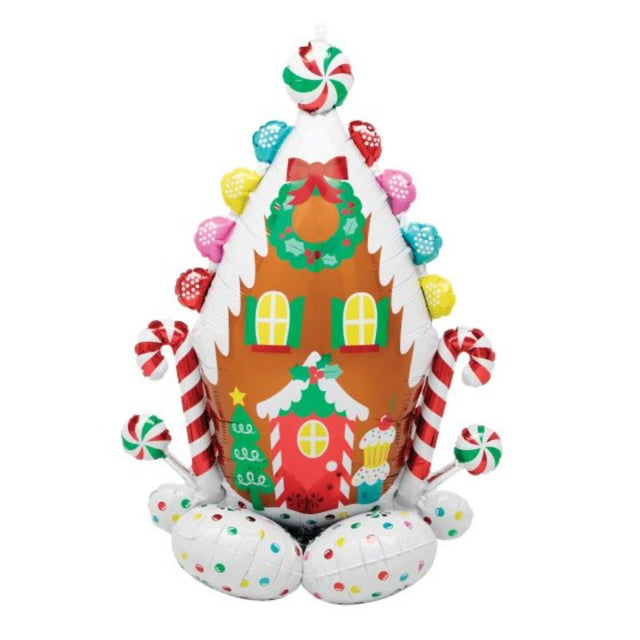 Festive inflatable CI: AirLoonz Gingerbread House, 81cm x 129cm, perfect for holiday celebrations and events.