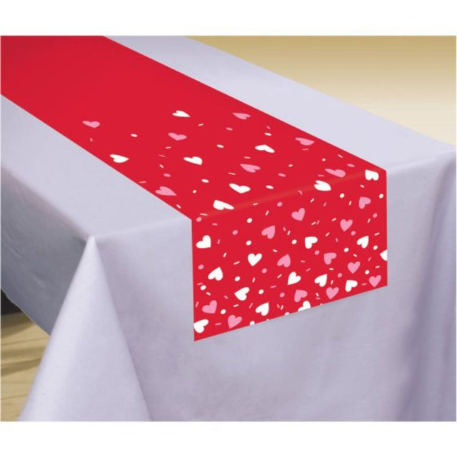 Hearts Table Runner Fabric designed with a heart motif, perfect for romantic dinners and enhancing any table decor.