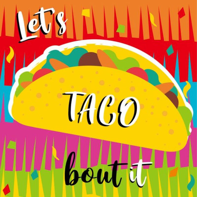 Colorful Fiesta Taco lunch napkins in a pack of 16, perfect for festive gatherings and easy cleanup at any celebration.