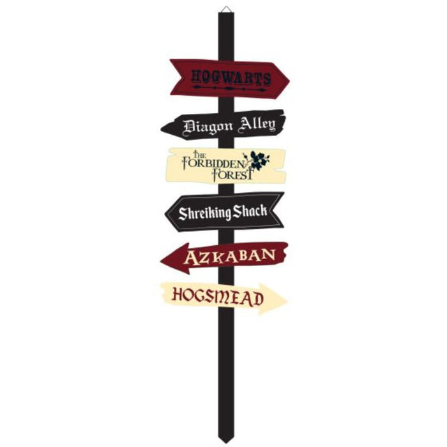 Harry Potter Halloween sign with directional points, perfect for themed parties and spooky decorations. 36cm x 1.2m plastic design.