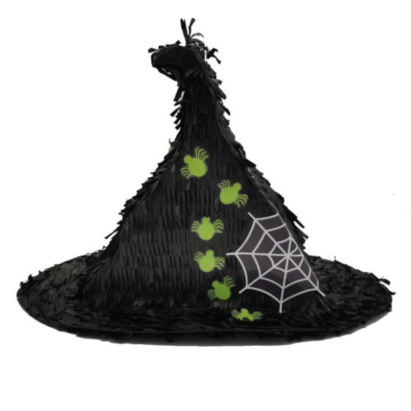 3D witch hat pinata for Halloween parties, eco-friendly, colorful design, 45cm tall, perfect for candy-filled fun.