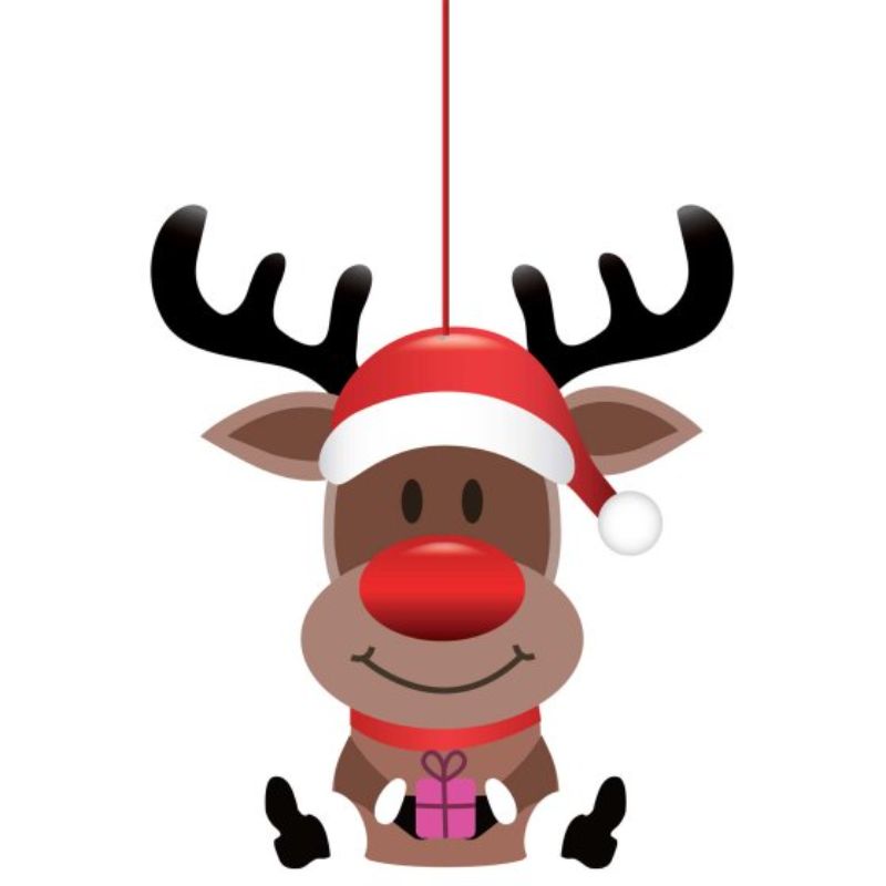 Festive reindeer door hanger decoration, 26cm x 30cm, made of durable cardboard, adds holiday cheer to your entryway.