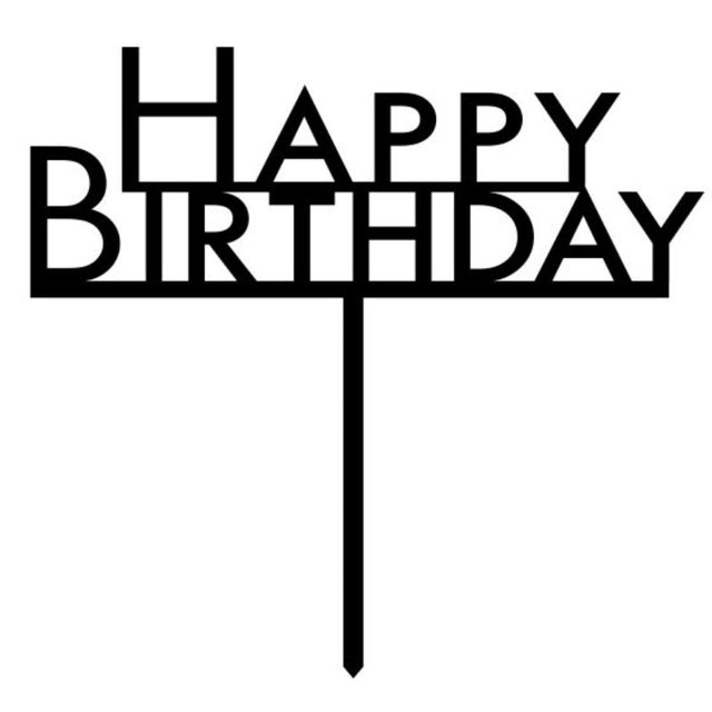 Elegant black acrylic "Happy Birthday" cake topper, perfect for any age celebration and elevating your cake display.