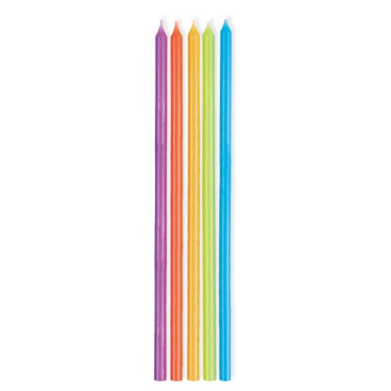 Vibrant pack of 10 primary colors taper candles, 12cm, perfect for decor, celebrations, and creating a cozy ambiance.