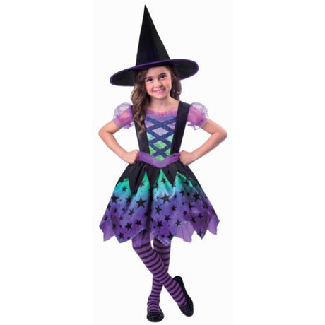 Enchanting dress and matching hat for girls aged 2-3, perfect for imaginative play and Halloween adventures.