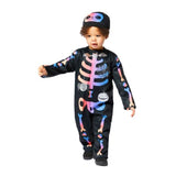 Ombre skeleton costume for girls aged 4-6, featuring gradient design, complete with top, trousers, and headpiece.