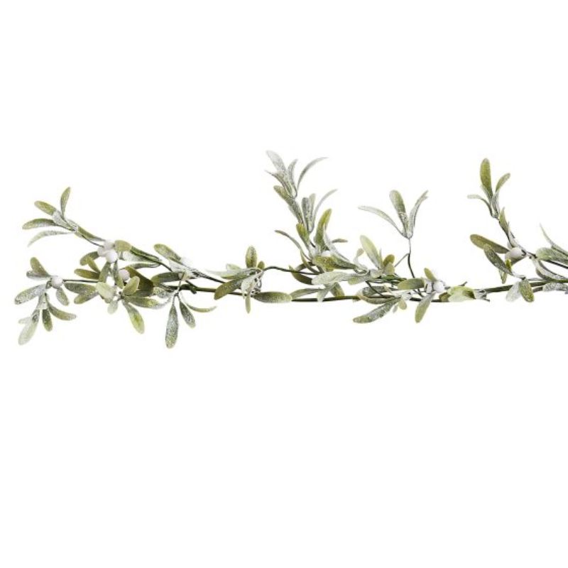 Let It Snow Mistletoe Garland, 1.5m long, lush greenery with detailed mistletoe, perfect for festive decor and holiday gatherings.