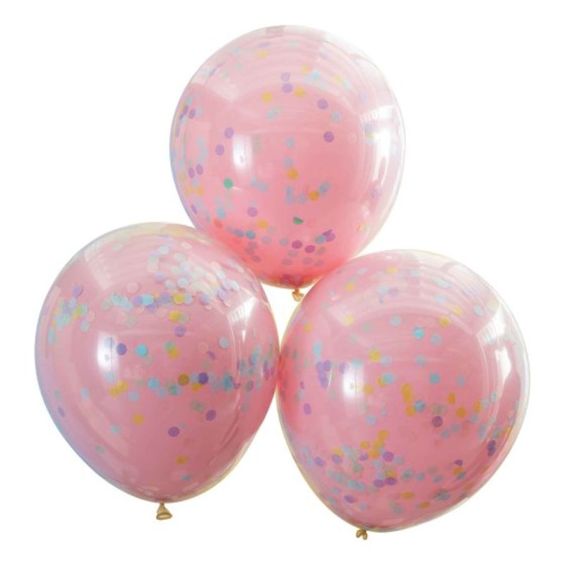 Pack of 3 pastel confetti balloons that add a colorful, festive touch to any celebration or event.