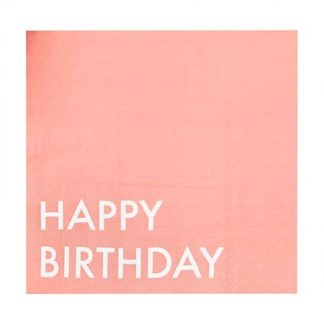 Vibrant coral paper napkins for birthdays, pack of 16, eco-friendly, stylish for refreshments and easy cleanup.