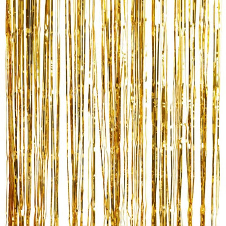 Gold Foil Fringe Curtain Decoration with metallic star design, perfect for adding glamour to parties and celebrations.