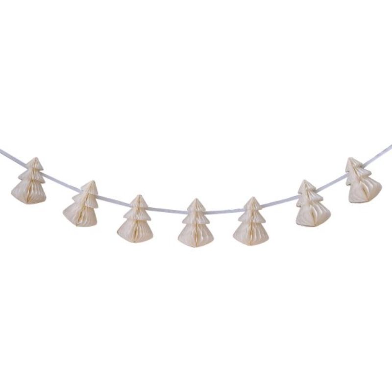 Nordic Noel Honeycomb Tree Garland: Elegant 2m decoration with honeycomb cutouts for festive charm, made from FSC certified materials.