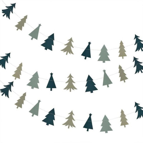 Nordic Noel Tree Bunting featuring Scandinavian designs, ideal for festive decor, eco-friendly and 5m long.