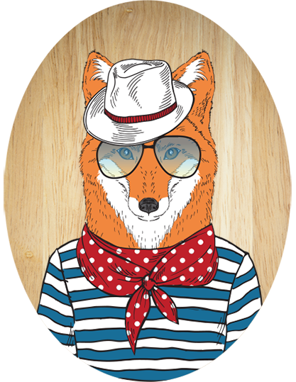 Plywood oval wall art featuring a playful fox design, enhancing any room with eco-friendly charm and easy hanging.