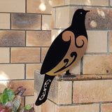 Freestanding 2 Tone Moko Kereru art in Black & Brushed Copper, 501mm tall, perfect for enhancing outdoor spaces.