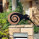 Freestanding 2 Tone Moko Kiwi art in Black and Brushed Copper, perfect for enhancing gardens and outdoor spaces.