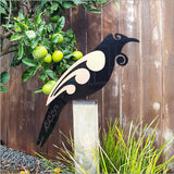 Freestanding 2 Tone Moko Tui art piece in black and brushed copper, ideal for garden decoration, 475mm tall.