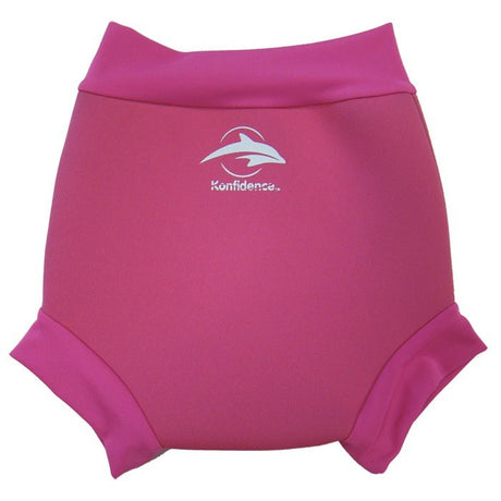 Vibrant pink neoprene swim nappy for toddlers, designed to prevent leaks during swim lessons and water play (11-14kg).