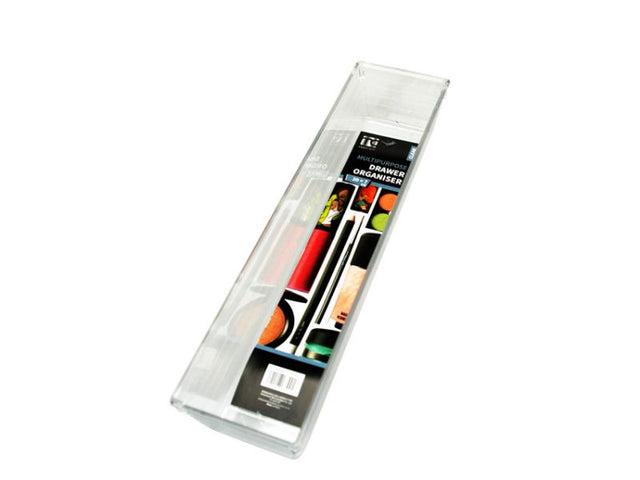 Set of 36 clear drawer organizers, 300 x 70mm, ideal for efficient storage in kitchens, offices, and crafts.