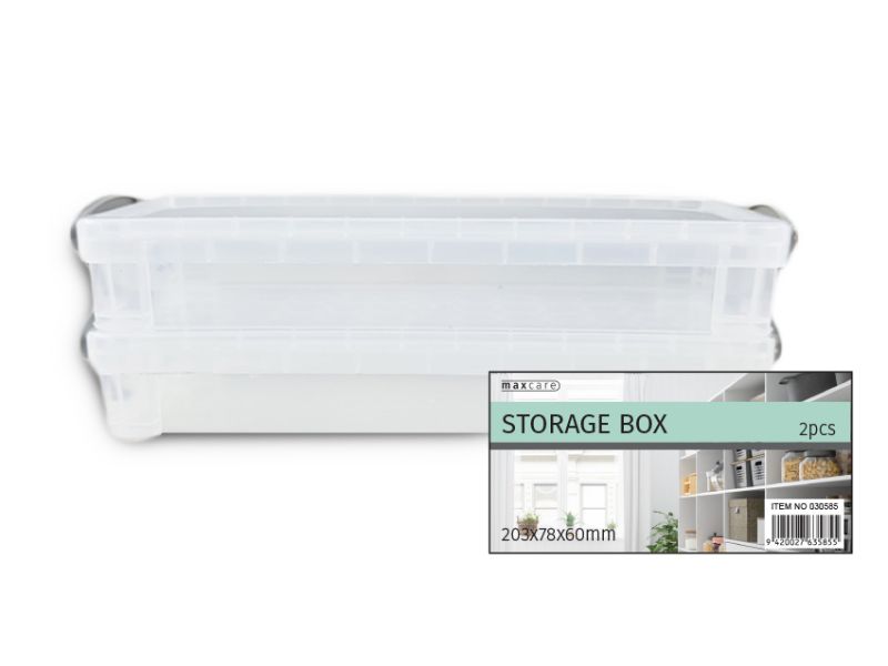 Set of 24 Max Brand storage boxes, measuring 203 x 78 x 60mm, perfect for organizing various items with a sleek design.