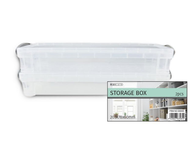 Set of 24 Max Brand storage boxes, measuring 203 x 78 x 60mm, perfect for organizing various items with a sleek design.
