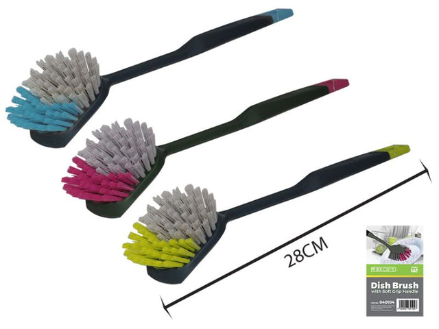 Set of 48 assorted long handle dish brushes, 28cm, designed for easy and effective dishwashing and cleaning.