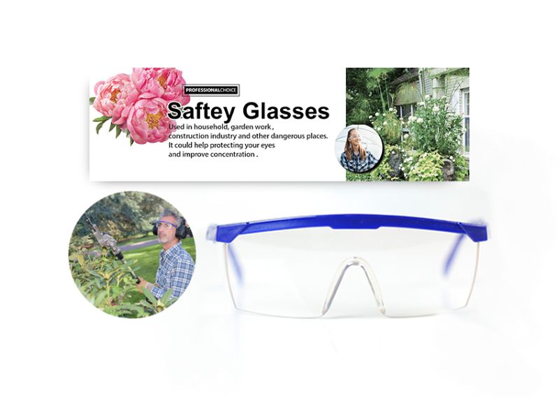 Professional safety glasses set of 12, designed for eye protection in construction, DIY, and garden work with UV and debris shielding.