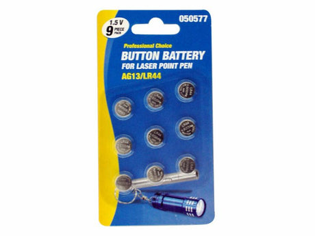 Premium AG13/LR44 button batteries in bulk (48 packs of 9) for reliable power in devices like toys and remotes.