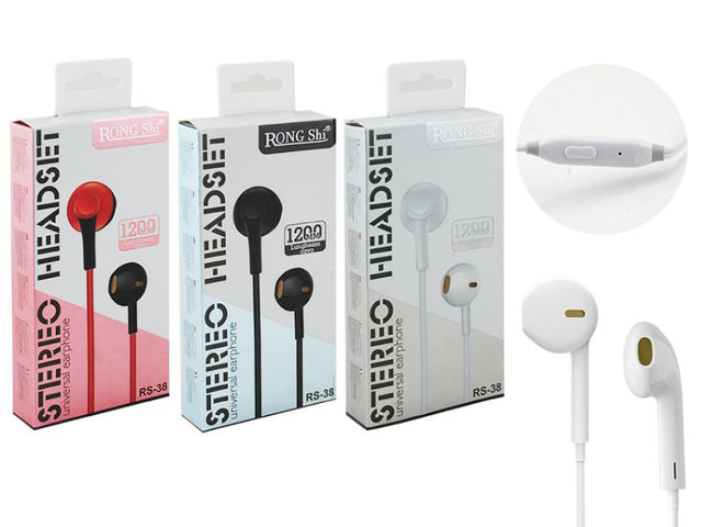 Twelve lightweight Rong Shi stereo headsets with mic, ideal for music, gaming, calls, and remote work.
