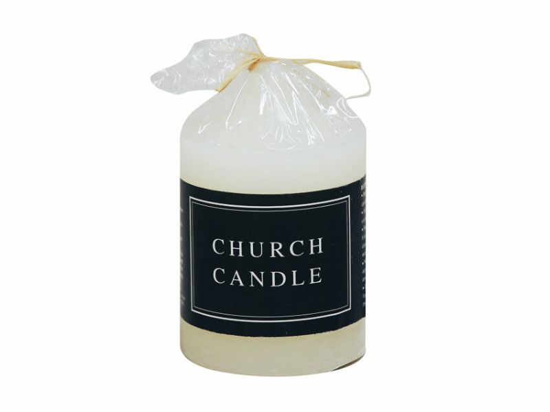 Set of 48 white church candles, 6.5 x 10cm, ideal for ceremonies, burning 35 hours for a serene, inviting glow.