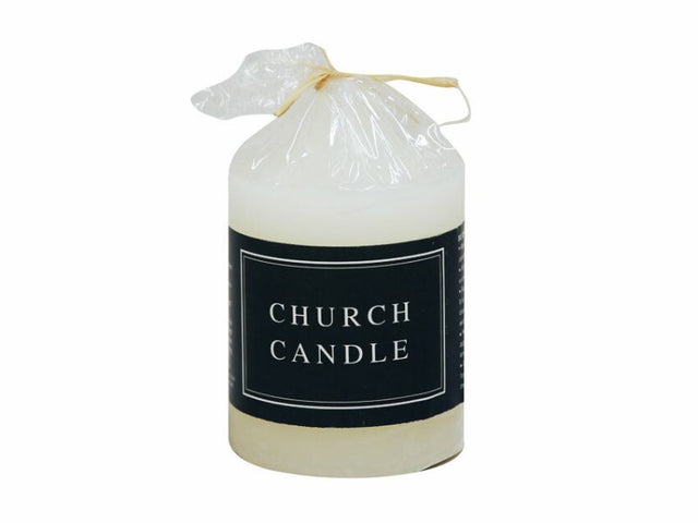 Set of 48 white church candles, 6.5 x 10cm, ideal for ceremonies, burning 35 hours for a serene, inviting glow.